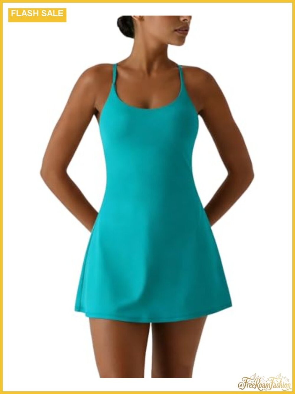 Women's Tennis Dress with Built-in Bra & Shorts Pockets Athletic Golf Dress